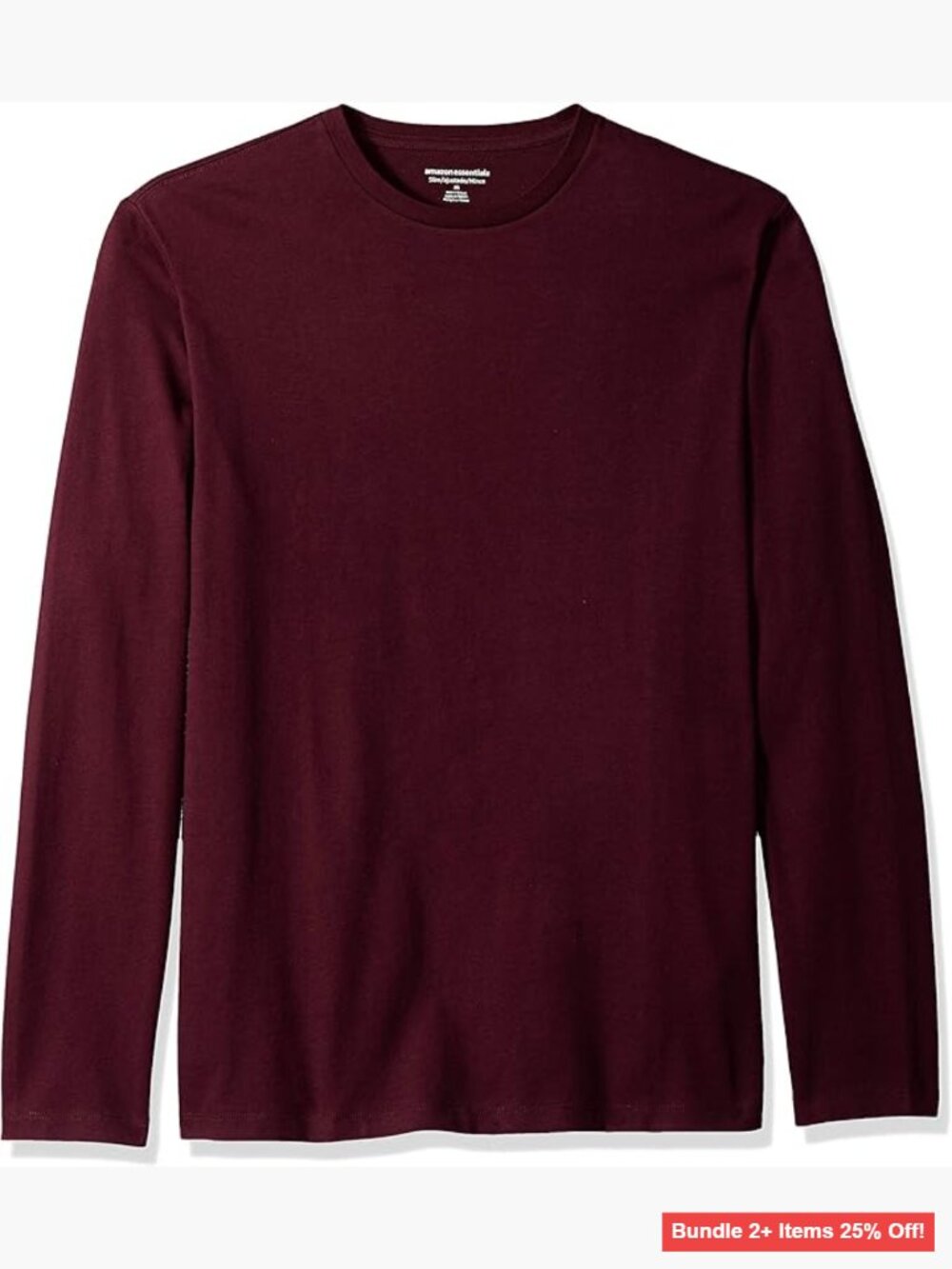 Slim Fit Long Sleeve T-Shirt, 100% Cotton, Crew Neck, Casual Wear